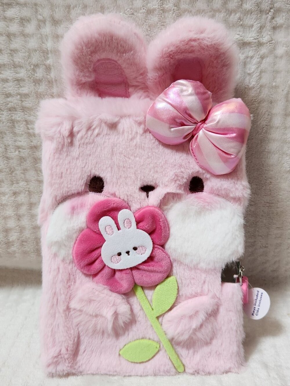CLAIRE'S Plush Pink Bunny Journal Diary - NEW NWT